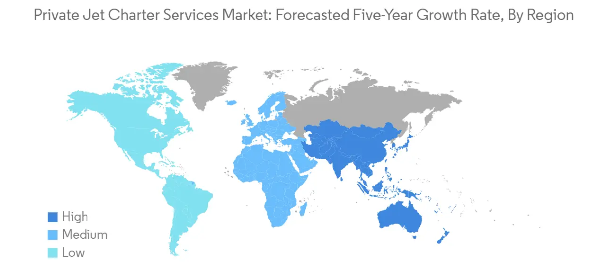 Market Analysis of Private Jet Charter Services Market: Forecasted Growth Rate by Region